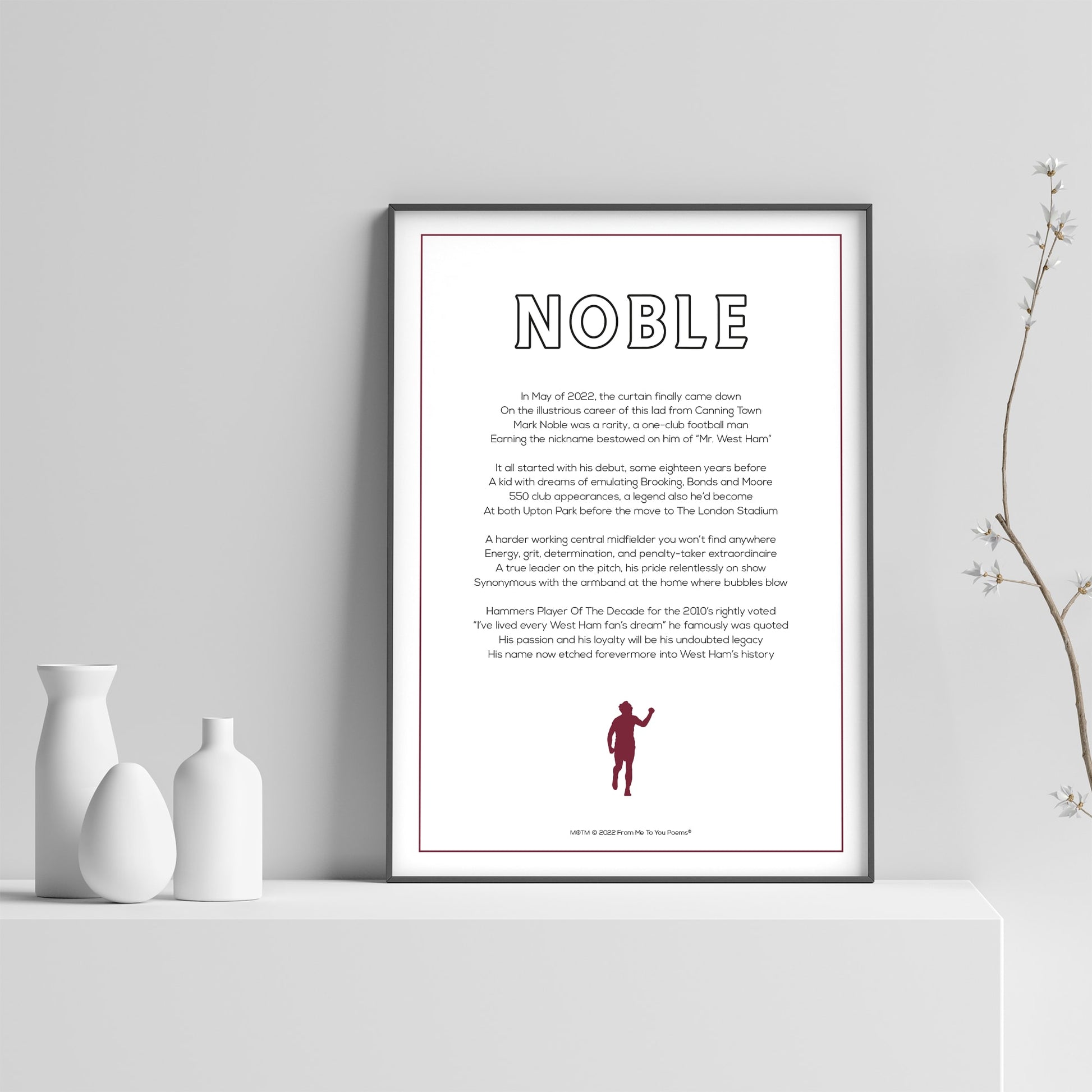 Mark Noble West Ham United Poem Print - Man of The Match Football