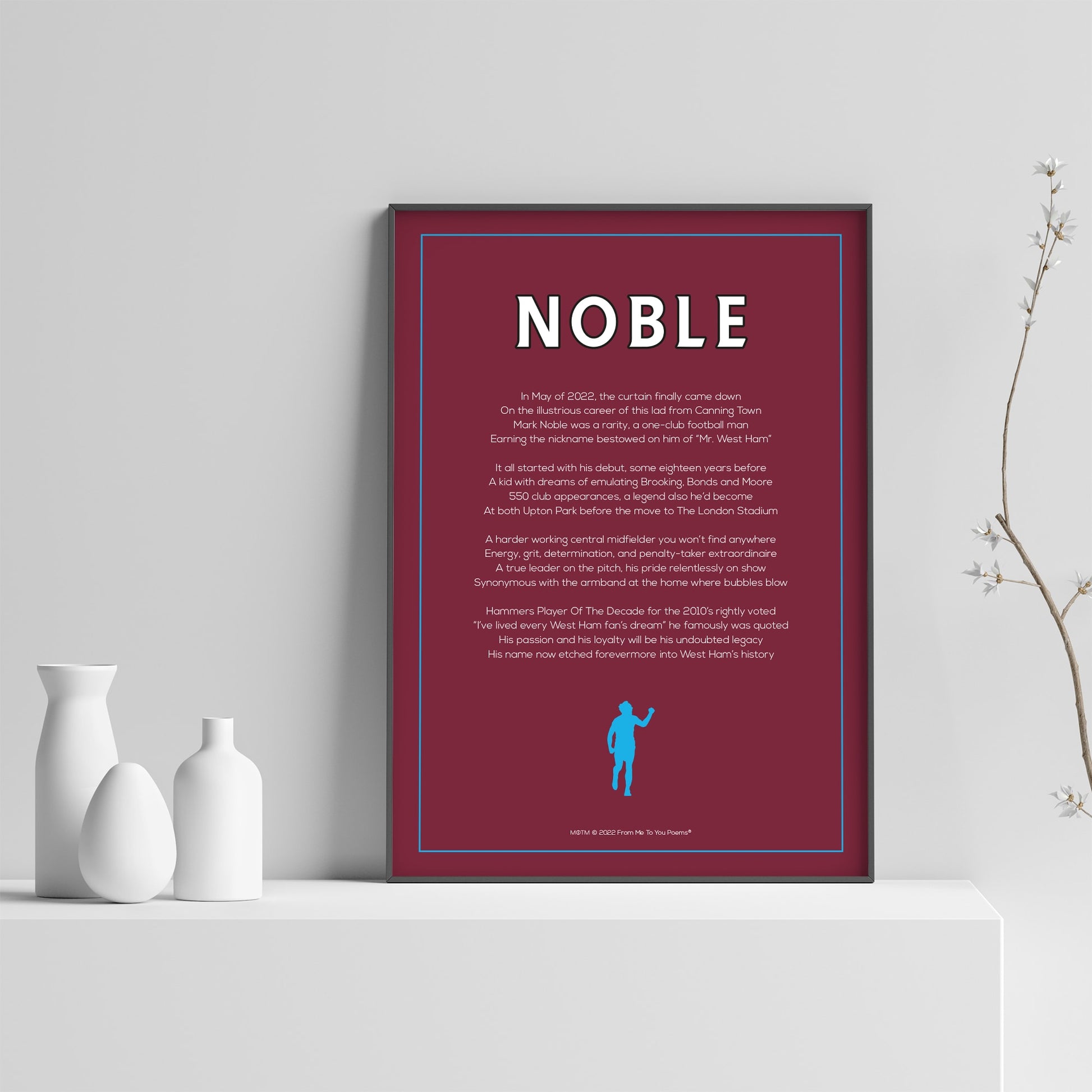 Mark Noble West Ham United Poem Print - Man of The Match Football