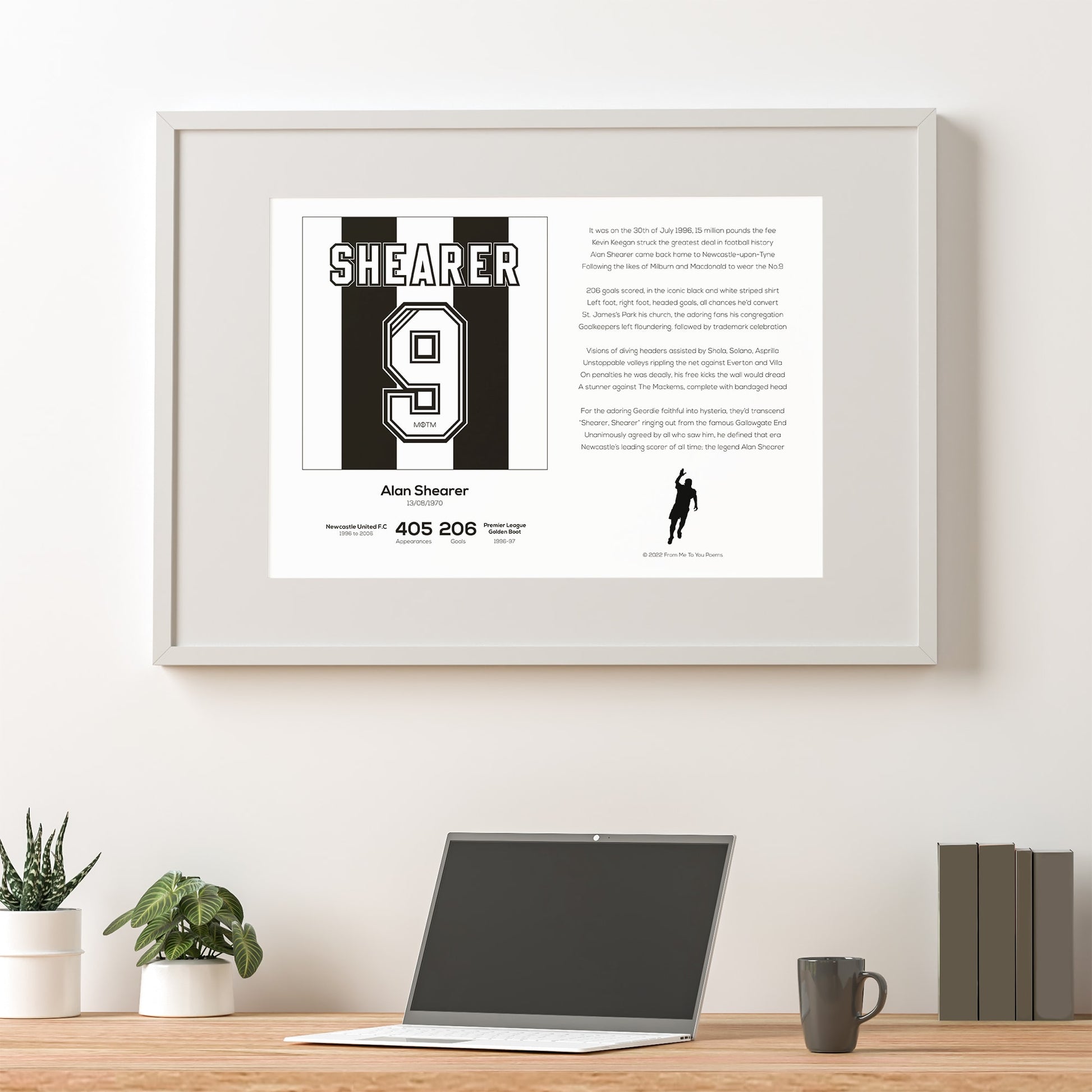 Alan Shearer Newcastle United Stats & Poem Print - Man of The Match Football