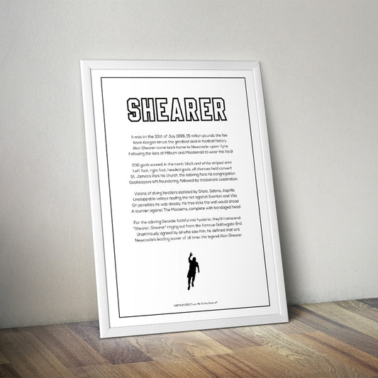 Alan Shearer Newcastle United Poem Print - Man of The Match Football